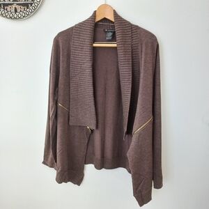 Inc Women's Brown Open Front Cardigan Sweater Size L US